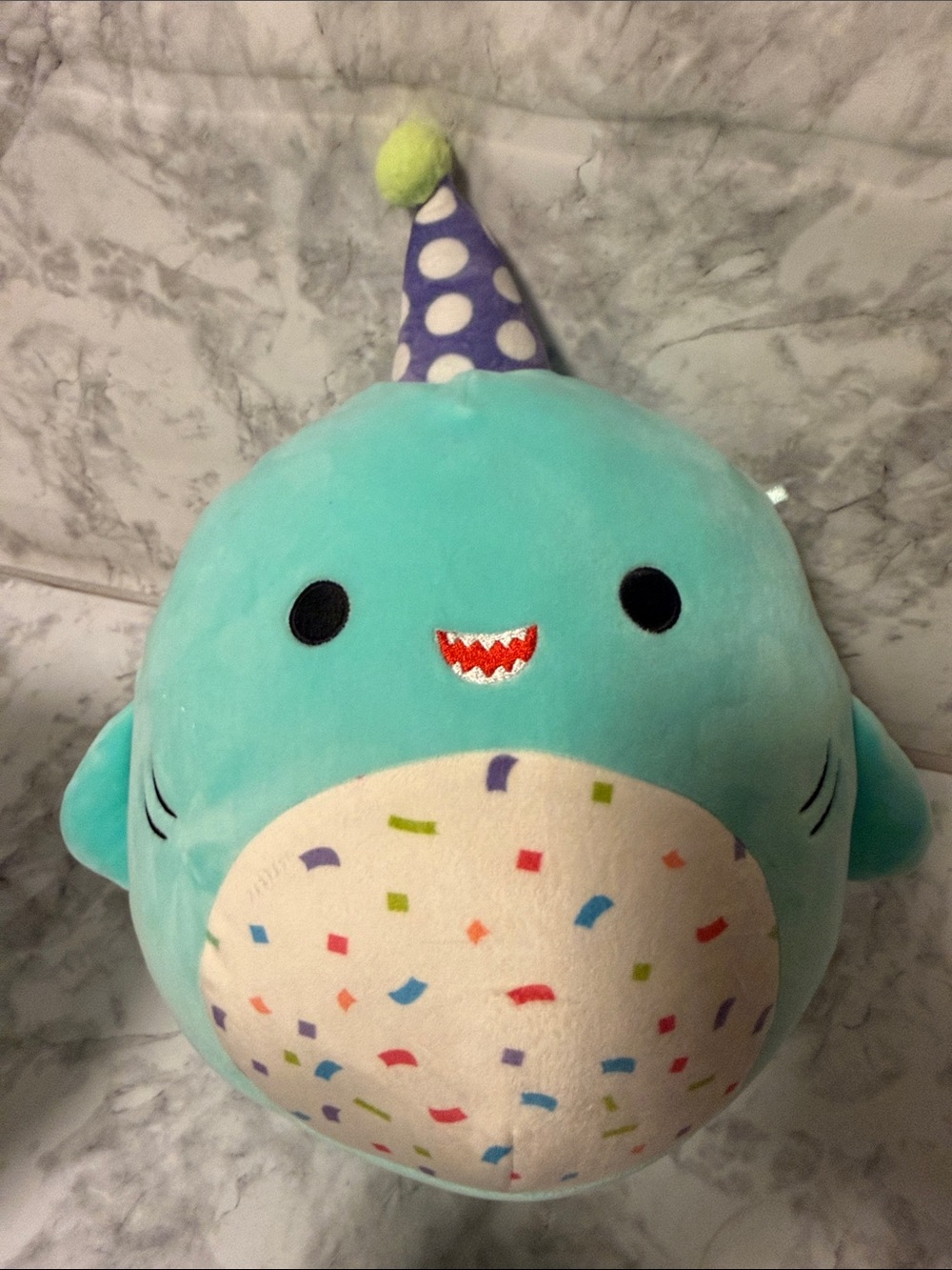 Squishmallows 10 Inch Sharon The Teal Shark with Party Hat Confetti